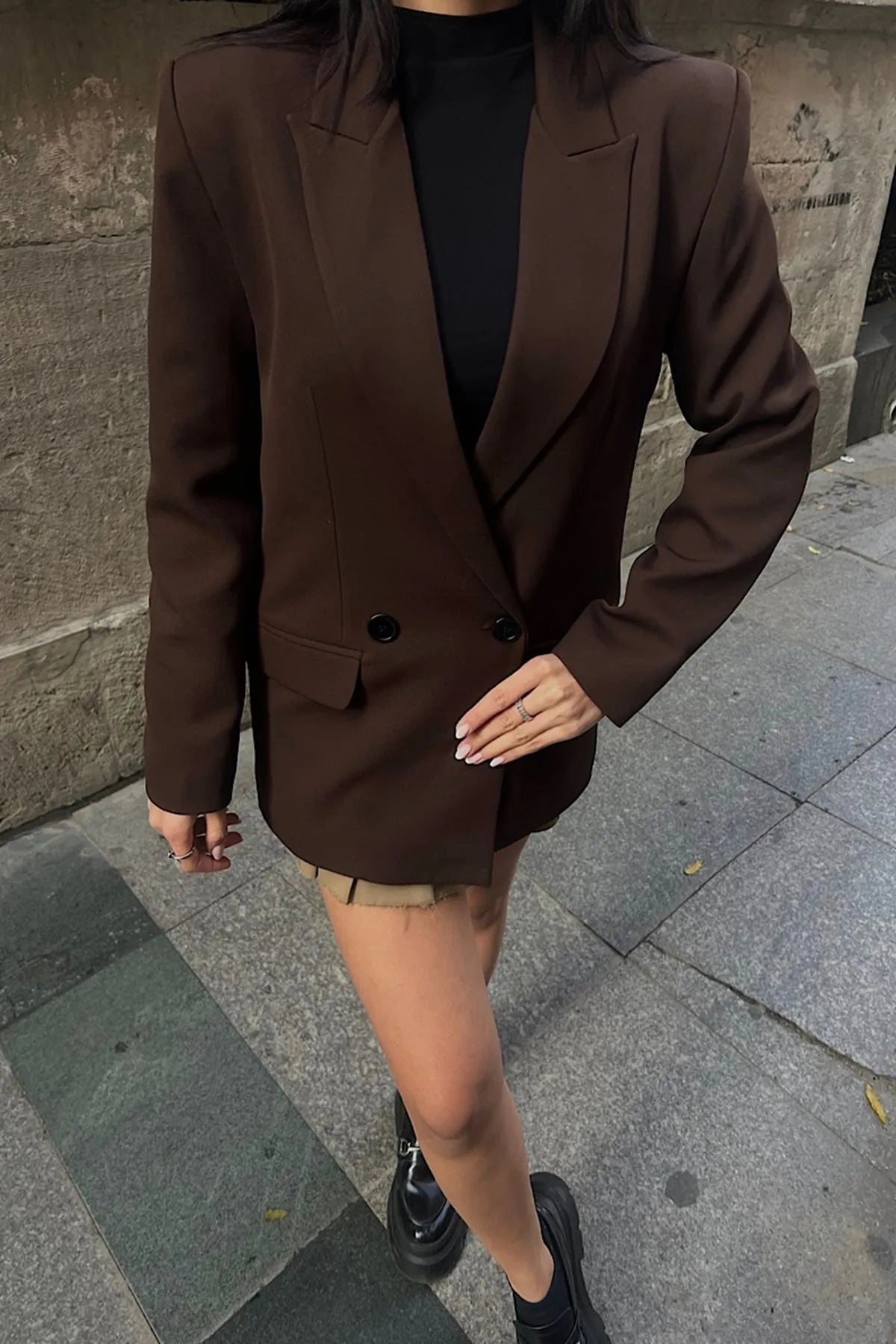 Oversize Blazer Ceket Kahverengi