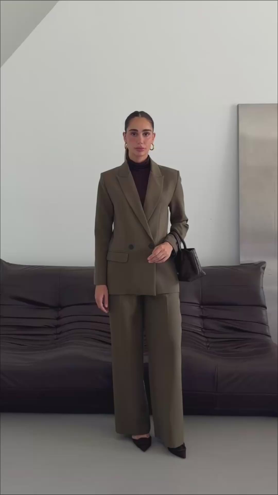 Oversize Ceketli Takım Haki