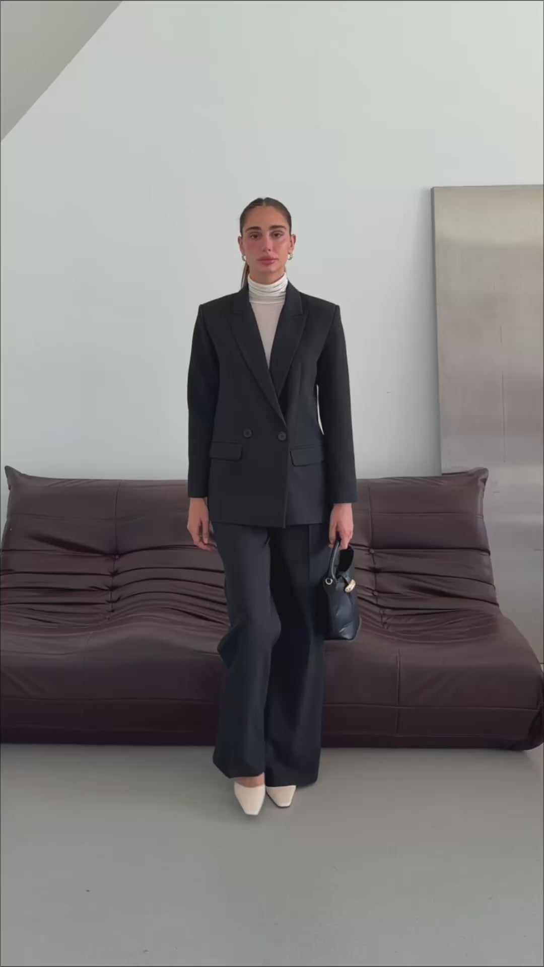 Oversize Ceketli Takım Siyah